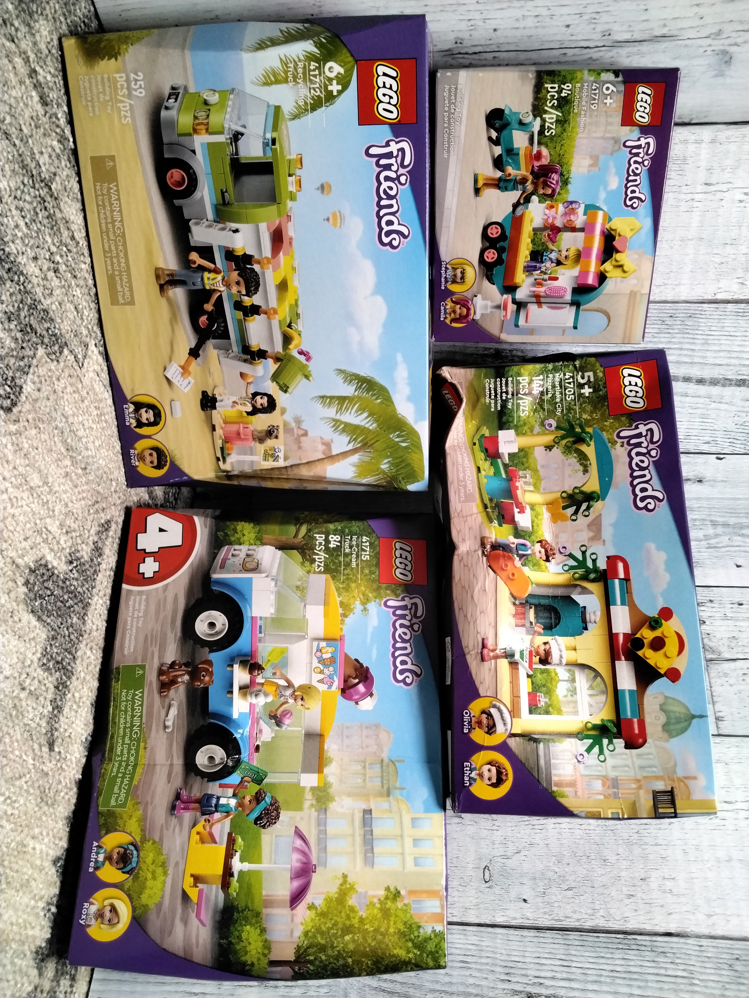LEGO Friends Recycling Truck, Ice-Cream Truck, Heartlake City Pizzeria, Boutique (7945707553006)